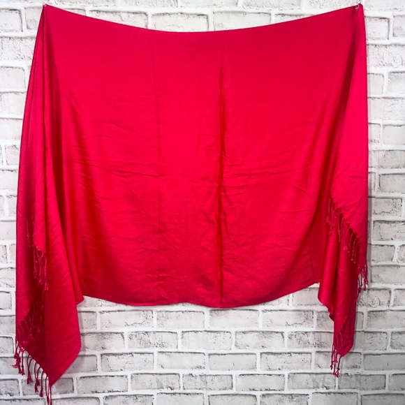 |•PASHMINA•| Cherry Holiday Red Scarf Wrap - Picture 3 of 4